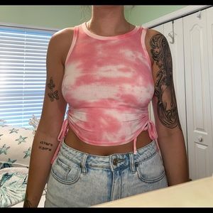RUE 21 pink tie die tank top crop
